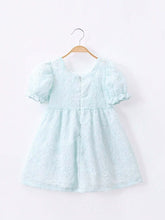 1pc Girls' Sweet Puff Sleeve Dress With 3D Bow Decoration, Mesh Princess Dress For Summer